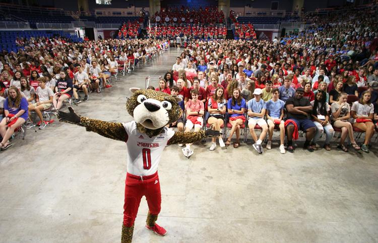 SouthPaw with the class of 2025 at Convocation